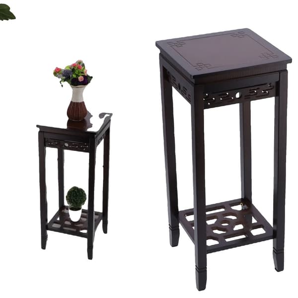 2-niveau planteholder, holdbar bambus konstruktion, pladsbesparende design,sort