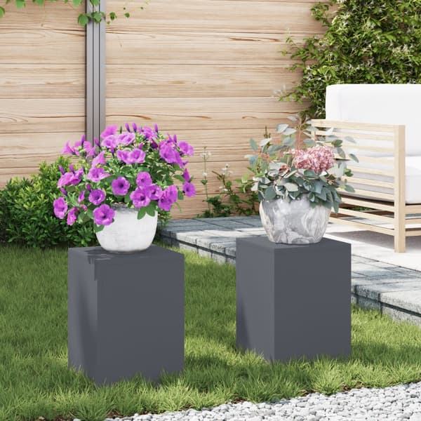 Planteringslåda för utomhusbruk 2 st antracit 24x24x35 cm stål