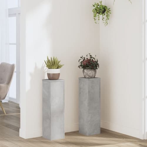 Växtställ 2 st betonggrå 17x17x60 cm konstruerat trä