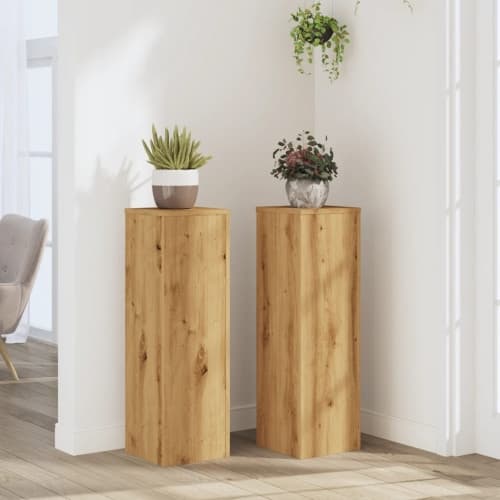 Växtställ 2 st ek 25x25x80 cm konstruerat trä