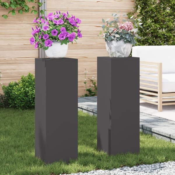 Utomhus Plant Ställ Pelare 2 st Svart 24x24x75 cm Stål