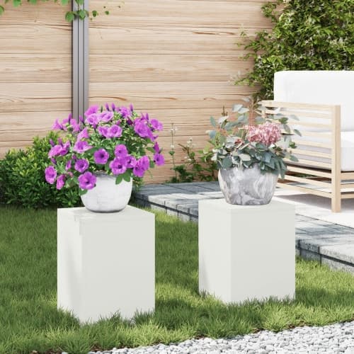 Planteringslåda för utomhusbruk 2 st vit 24x24x35 cm stål