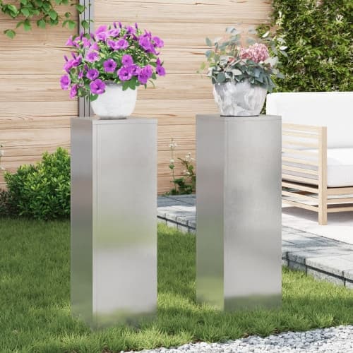 Planteringslåda för utomhusbruk 2 st 24x24x75 cm rostfritt stål