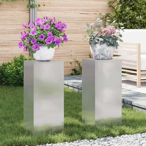 Utomhus Blomsterställ Pelare 2 stycken 24x24x55 cm Rostfritt stål