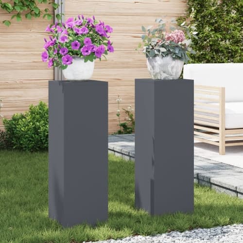Utomhus Blomstöd Pelare 2 st Antracit 24x24x75 cm Stål