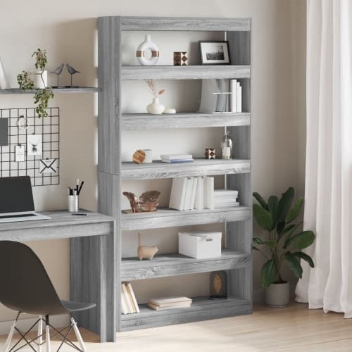 Bokskåp/Divider Svart Ek 100x30x198 cm Tillverkat av trä