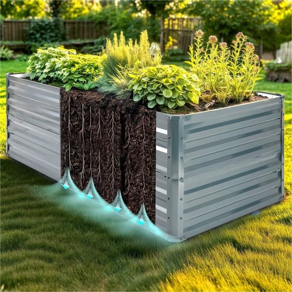 Højbed i metal 180 x 90 x 45 cm - antracit