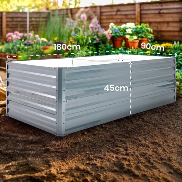 Højbed i metal 180 x 90 x 45 cm - antracit