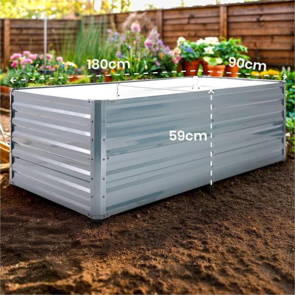 Højbed i metal 180 x 90 x 59 cm - antracit