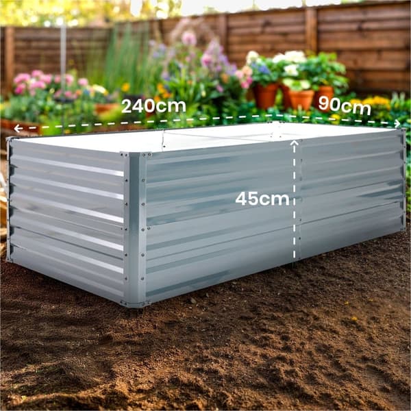 Højbed i metal 240 x 90 x 45 cm - antracit
