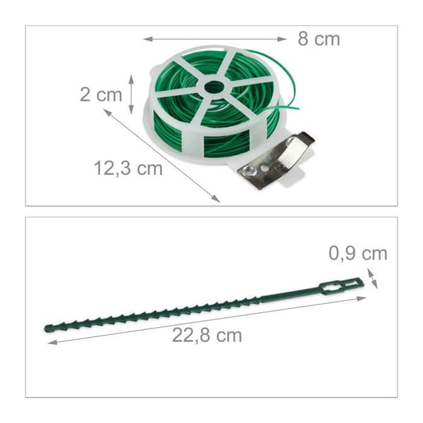 Relaxdays Plant slipset set med 110 delar. Stallklämmor, vajrar medföljer skäraren, ros, tomat, grön påle
