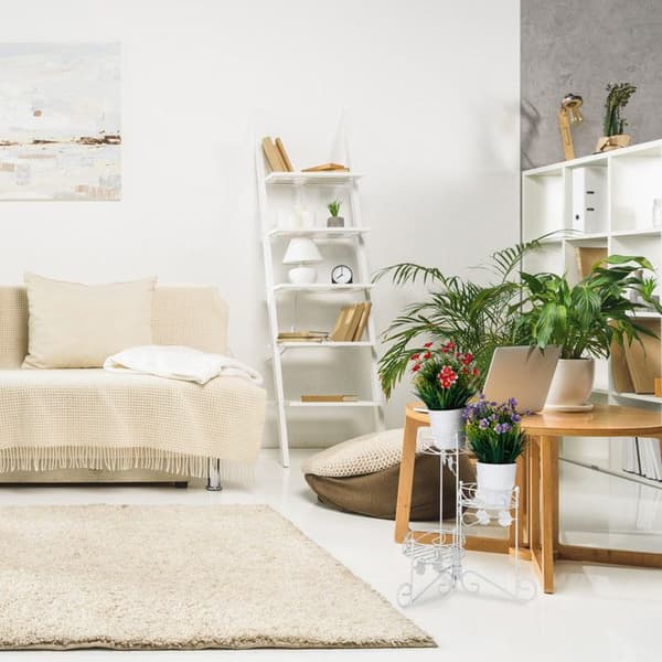 Relaxdays Blomstrappa i metall 3 våningar blomkrukhållare Rund växthylla Dekoration H: 40 cm, Vit