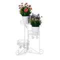 Miniatyrbild 1 av 6: Relaxdays Blomstrappa i metall 3 våningar blomkrukhållare Rund växthylla Dekoration H: 40 cm, Vit