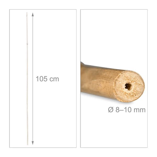 Relaxdays Bambustänger 105 cm, i naturbambu, bambuspinnar som stöd eller dekoration, för att pyssla, naturlig