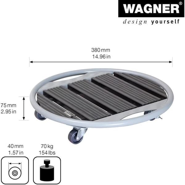 Rullstöd för blomkruka - Wagner - Ø 38 cm - Pulverlackerad stål - WPC - 70 kg