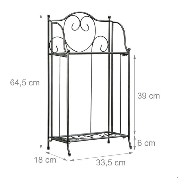 Relaxdays Blomsterhylla i metall 2 plan utomhus växtstöd balkong terrass trädgård HxBxD: 64,5 x 33,5 x 18 cm, svart