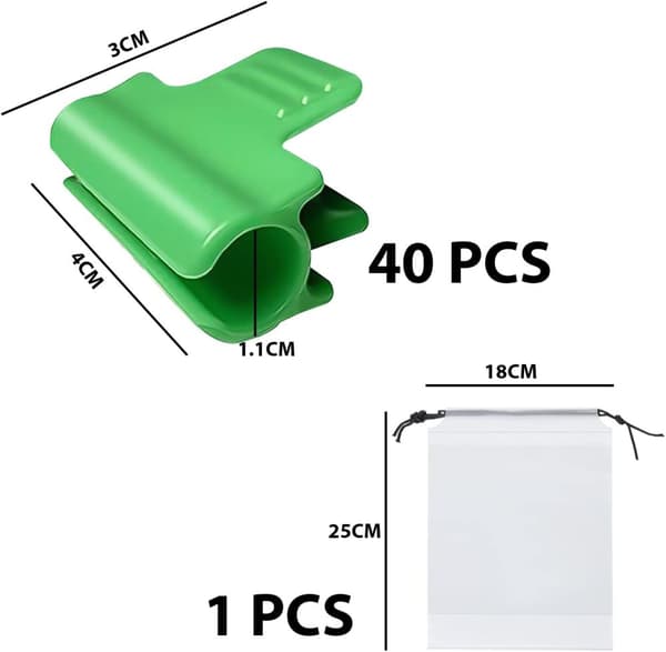 Lot de 40 clips pour serre de jardin,clips pour tube d'ombrage de jardin pour support saisonnier des plantes, filet à oiseaux, filet de jardin (11 mm)