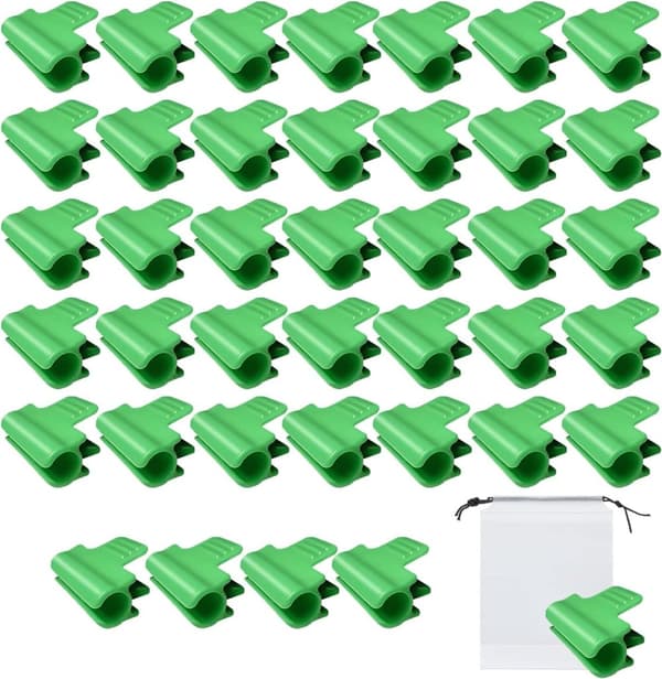 Lot de 40 clips pour serre de jardin,clips pour tube d'ombrage de jardin pour support saisonnier des plantes, filet à oiseaux, filet de jardin (11 mm)