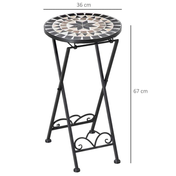 Plante Stand, Ø36x67 cm, Sort Hvid Gul