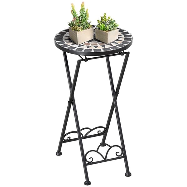 Plante Stand, Ø36x67 cm, Sort Hvid Gul