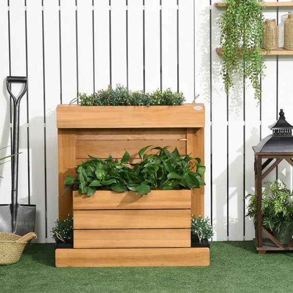 Höjd Trädgårdsbädd, med 4 Planters, 79.5x49.5x80 cm, Brun