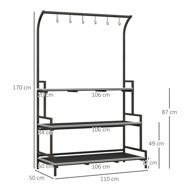Plantestativ, 110x50x170 cm, Sort