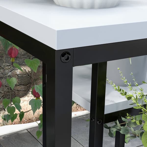Plante Stand, 34x34x70 cm, Sort og Hvid