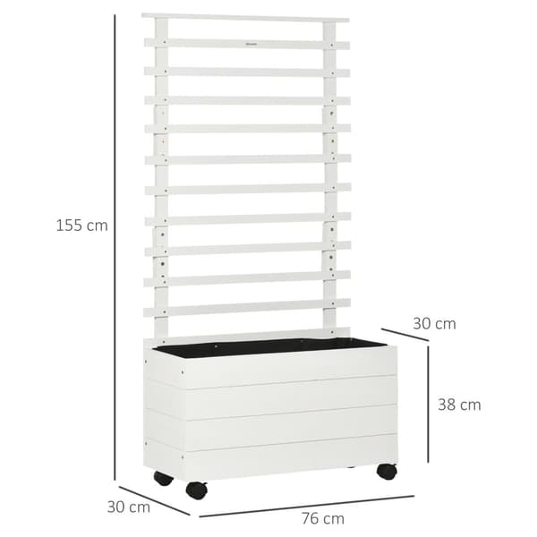 Plantekasse med espalier, 76x30x155 cm, Hvid