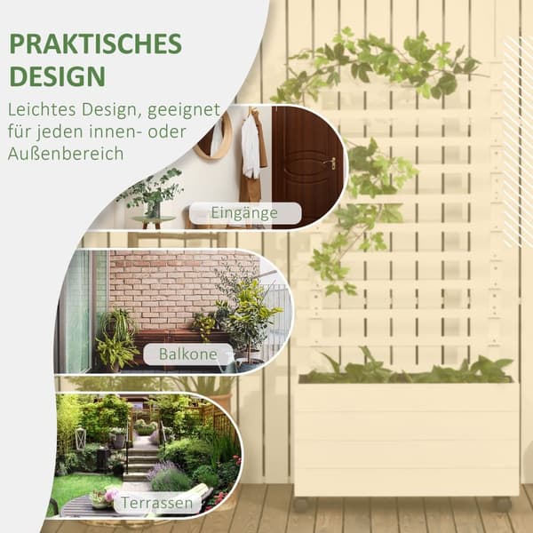 Plantekasse med espalier, 76x30x155 cm, Hvid