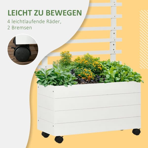 Plantekasse med espalier, 76x30x155 cm, Hvid