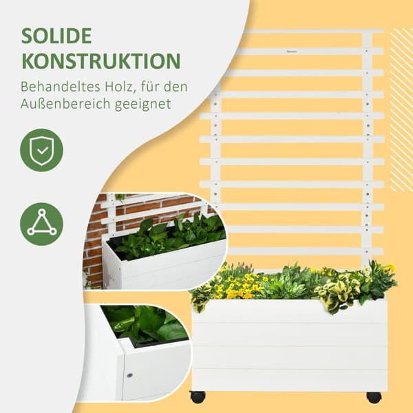 Plantekasse med espalier, 76x30x155 cm, Hvid
