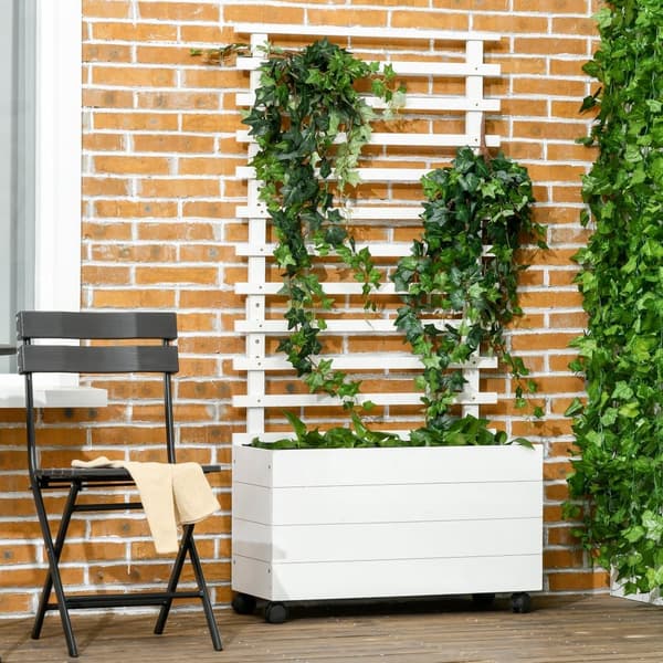Plantekasse med espalier, 76x30x155 cm, Hvid