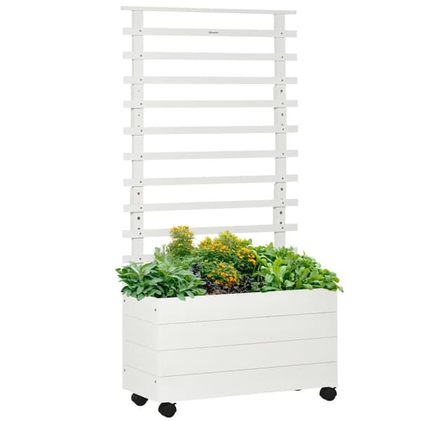 Plantekasse med espalier, 76x30x155 cm, Hvid
