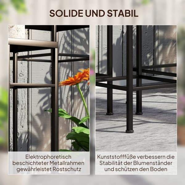 Plante Stand Sæt, 3er-Set, 28x28x71 cm, 23x23x61 cm, 18x18x51 cm, Blå