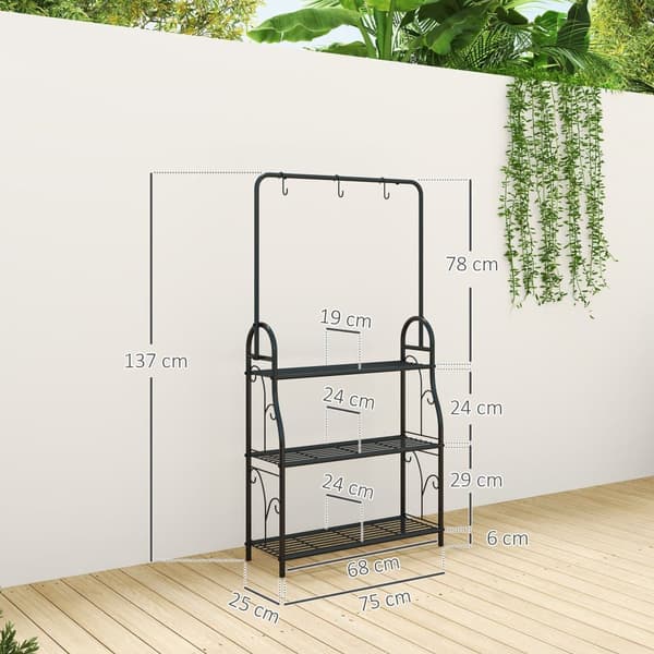 Plantestativ, 75x25x137 cm, Sort