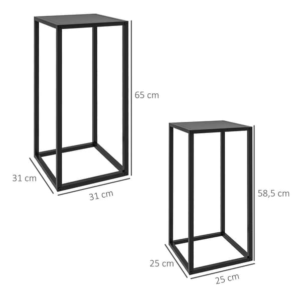 Plante Stand Sæt, 25x25x58.5 cm, 31x31x65 cm, Sort