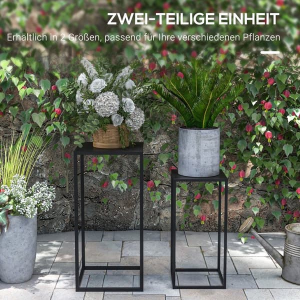 Plante Stand Sæt, 25x25x58.5 cm, 31x31x65 cm, Sort
