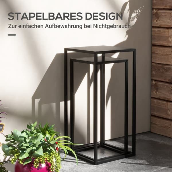 Plante Stand Sæt, 25x25x58.5 cm, 31x31x65 cm, Sort