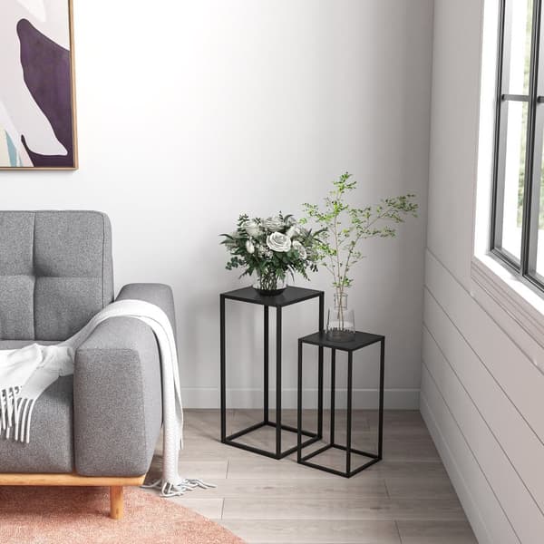 Plante Stand Sæt, 25x25x58.5 cm, 31x31x65 cm, Sort