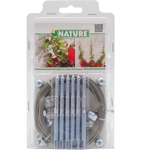 Trådnet - NATURE - Træningssæt til klatreplanter - galvaniseret jerntråd Ø1,8 mm x 10 m