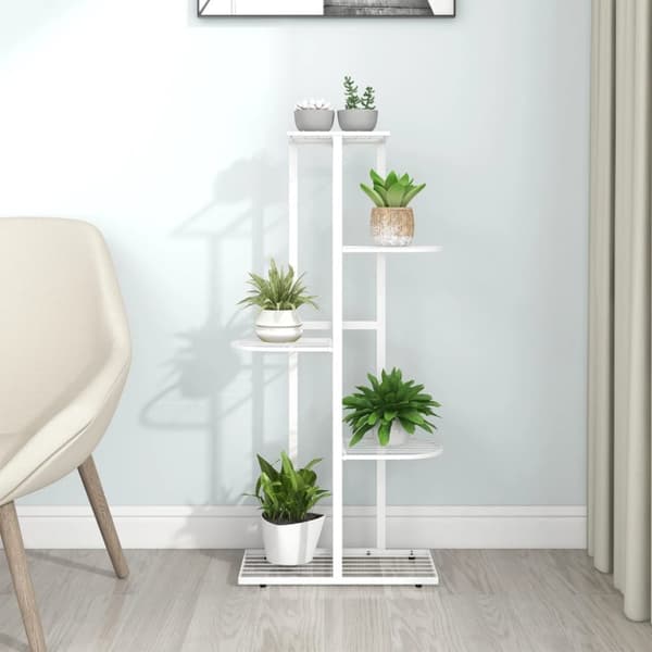 Växtställ med 5 hyllor 43x22x98 cm vit metall