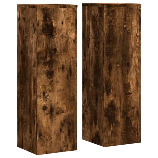 Växtställ 2 st rökfärgad ek 25x25x80 cm konstruerat trä