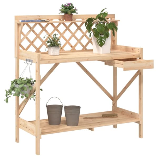 Planteringsbord med spaljé massivt granträ