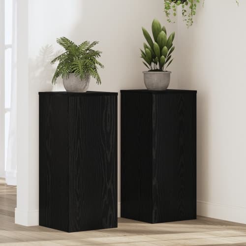 Växtställ 2 st Svart Ek 30x30x70 cm Konstruerat Trä