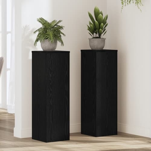 Växtställ 2 st Svart Ek 25x25x80 cm Ingenjör trä