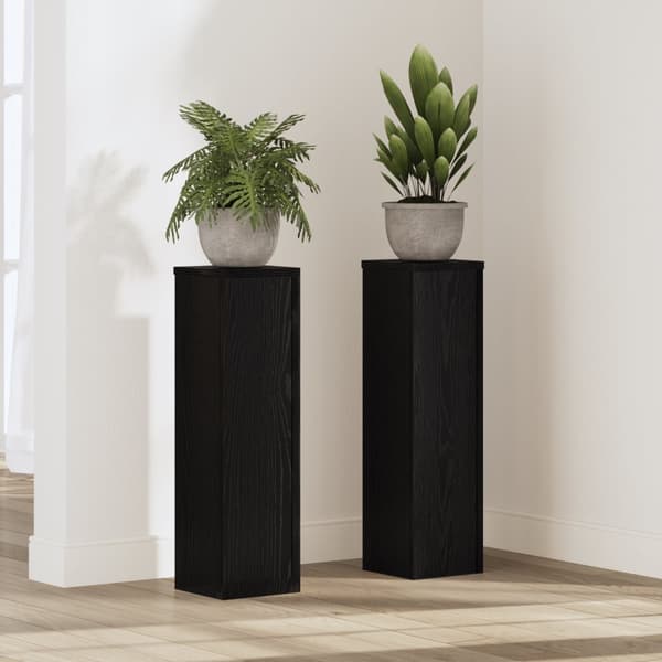 Växtställ 2 st Svart Ek 17x17x60 cm Konstruerat Trä
