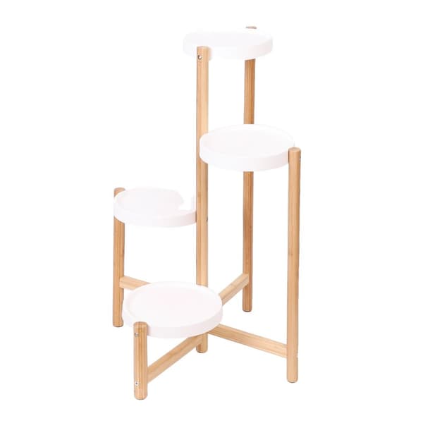 Planteudstillingshylde, 4-lags bambusstativ, understøtter 10 kg pr. lag,Bambus, L