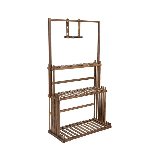 Hængende Planteholder, 3-Niveau Design, 20kg Kapacitet,Træ