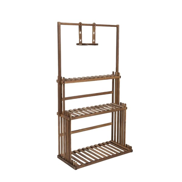 Hængende Planteholder, 3-Niveau Design, 20kg Kapacitet,Træ