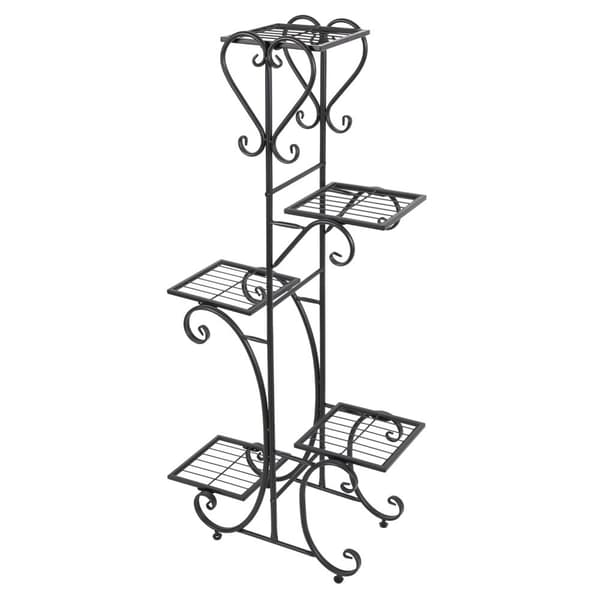 Metal Planteholder, 5-lags Design, Robust Jernkonstruktion,sort